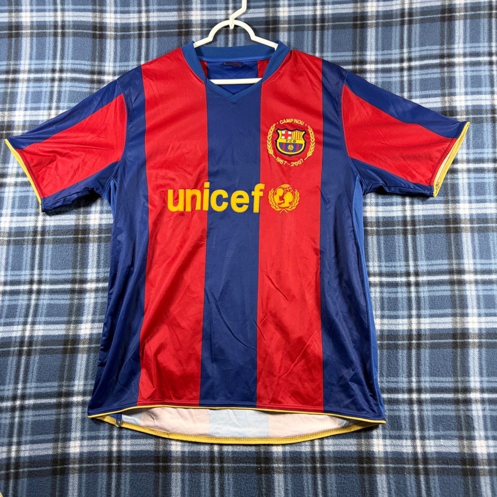 Barcelona Camp Nou 1957-2007 Anniversary Jersey Unicef Mens L Red Blue